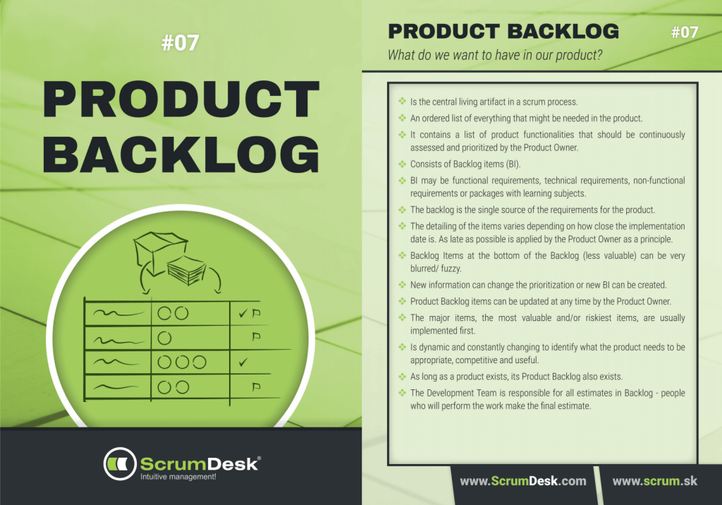 what is product backlog epic feature user story ScrumDesk Scrum cards