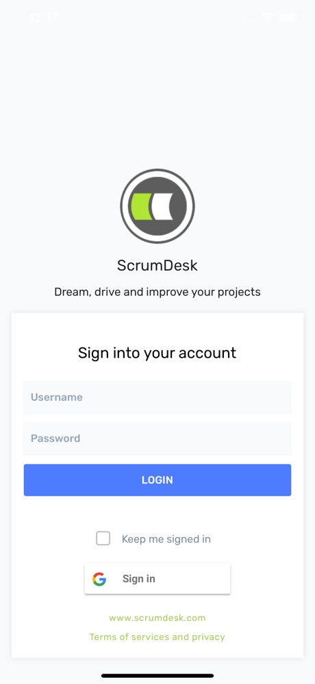 scrumdesk ios ipad iphone login