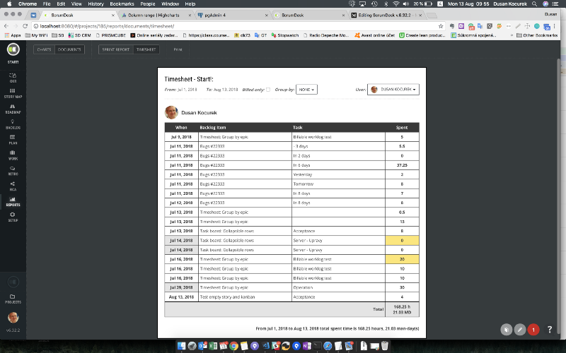 timesheet iwth billable work logs