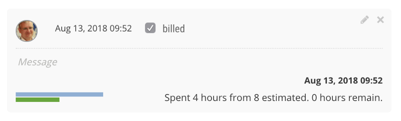 Billed work in the Worklog view