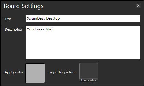 scrumdesk windows board settings