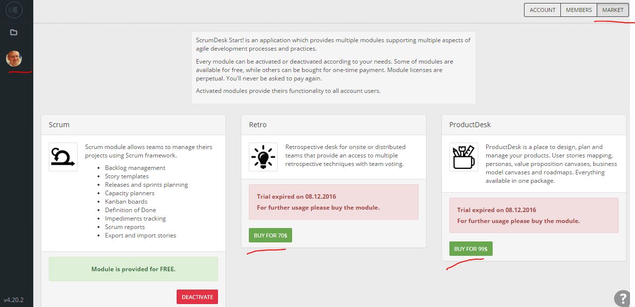 scrumdesk how buy scrumdesk module