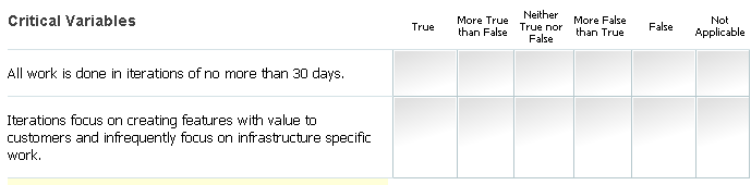 Comparativ Agility, scrum checklist, check adoption