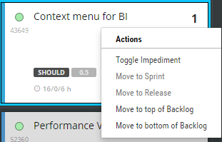 scrumdesk user story product backlog item context menu scrum project management tool owner