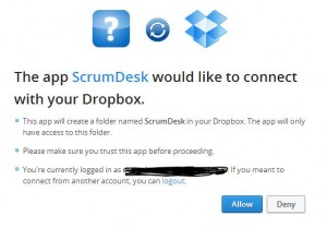 scrumdesk windows authorize dropbox