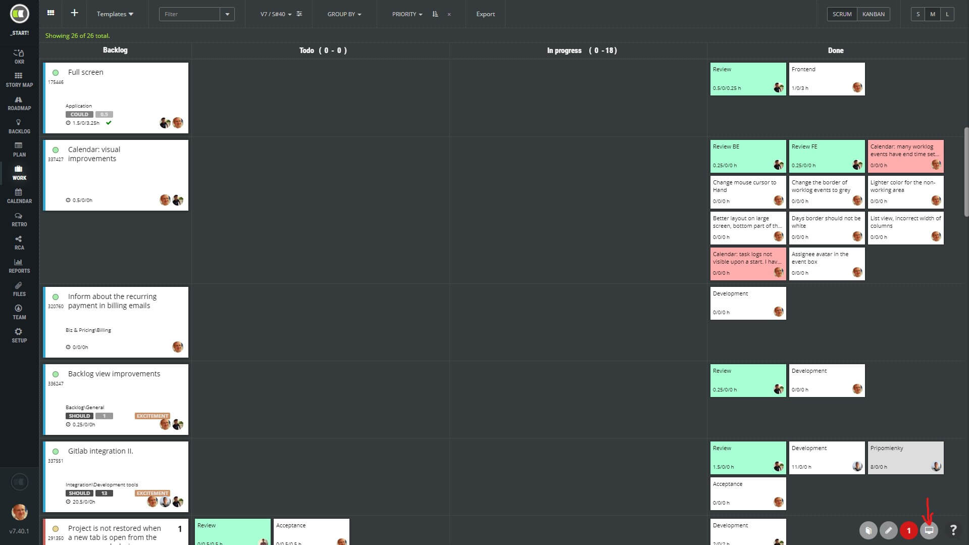 scrumdesk full screen option