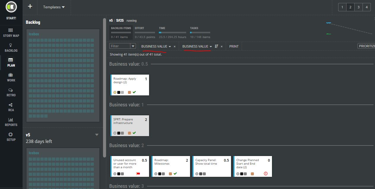 scrumdesk planning sprint plan business value release product owner backlog