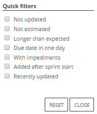 scrumdesk quick filters