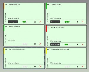scrumdesk retrospective idea voting scrummaster scrum project management tool