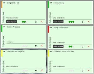 scrumdesk retrospective idea voting scrummaster scrum project management tool