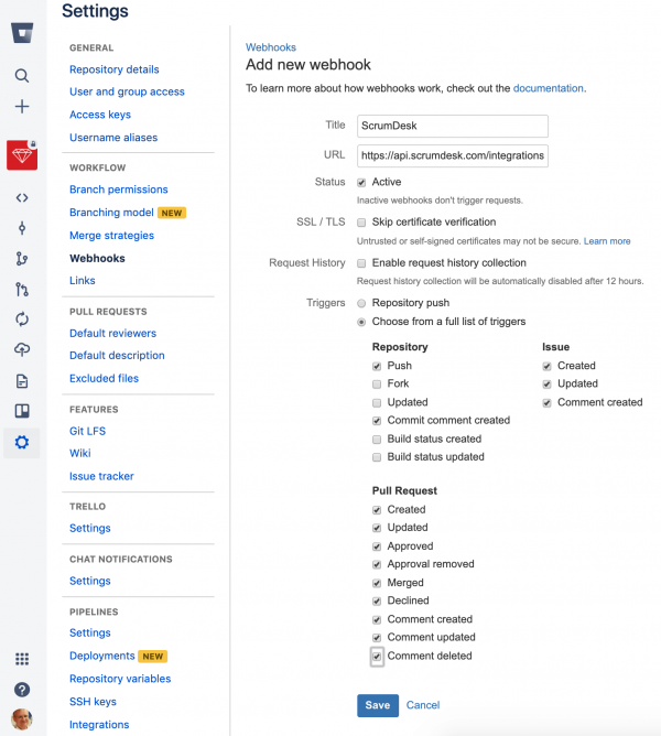 scrumdesk bitbucket integration