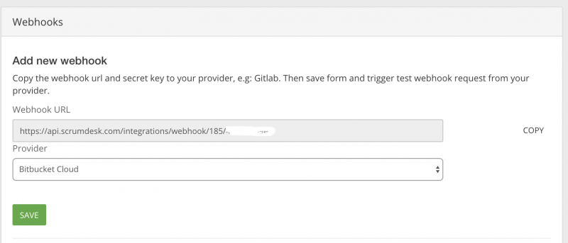 ScrumDesk BitBucket webhook integration setup 2