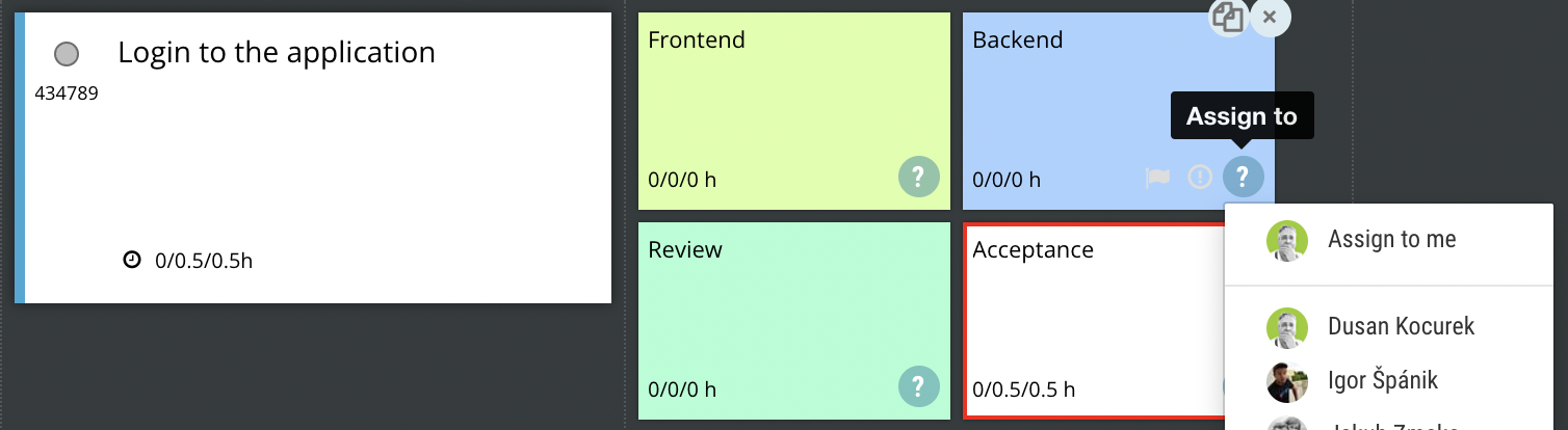 ScrumDesk How to assign the task