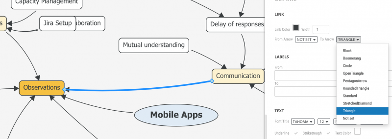 ScrumDesk Root cause analysis arrows types