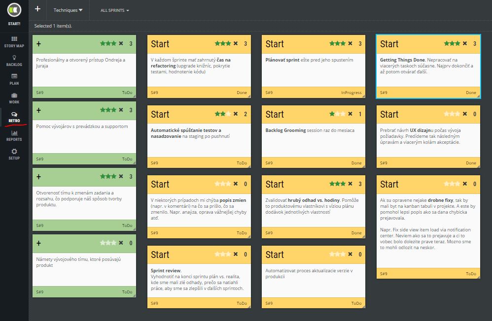 ScrumDesk RETRO distributed retrospective techniques scrummaster