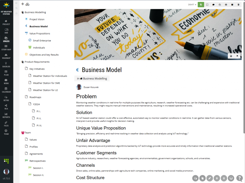 ScrumDesk Team Space Example