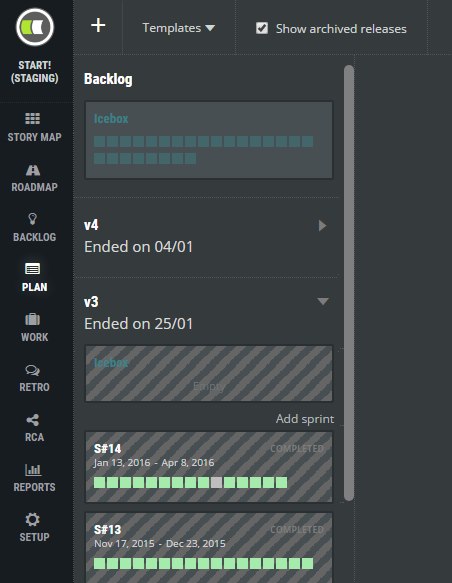 scrumdesk archive release sprint