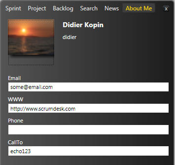 scrumdesk for windows team member details - SideView About Me user profile