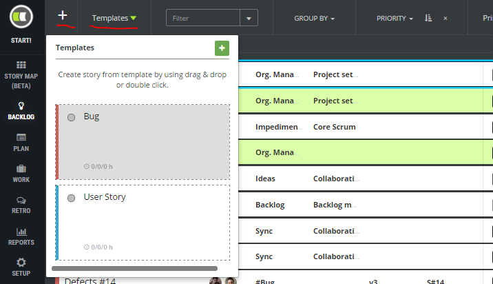 ScrumDesk add backlog item to product backlog product owner