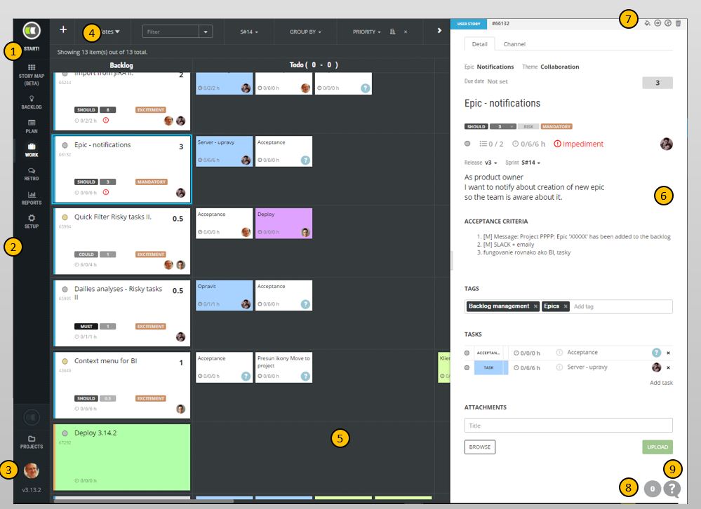 Scrumdesk user interface overview how to what is