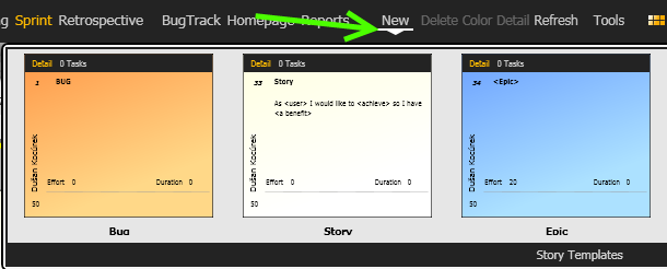 scrumdesk windows create new story from story template
