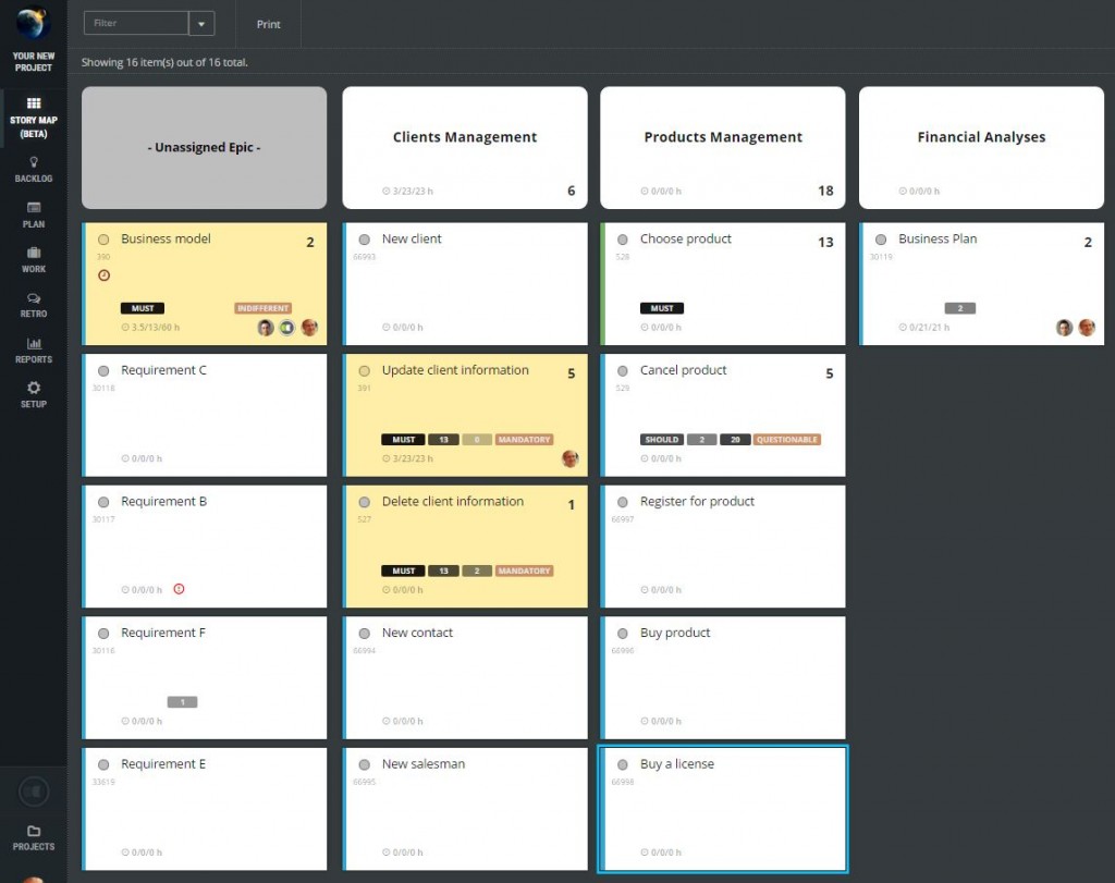 User Story mapping stories product owner theme epic feature