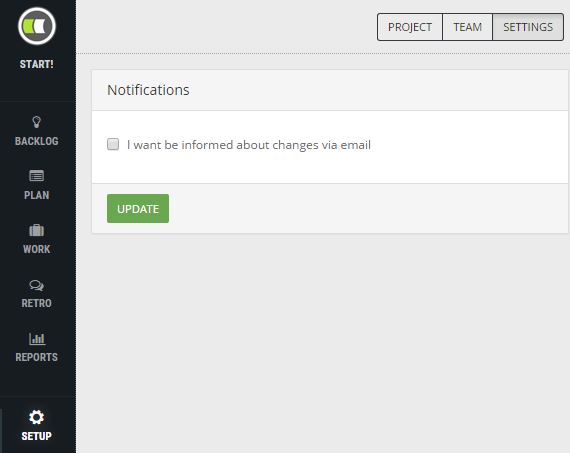 scrumdesk tool email notifikacia