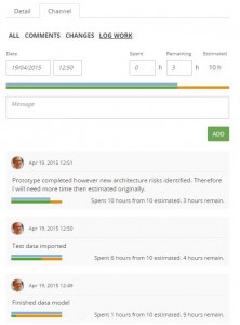 ScrumDesk work log edit worklog timetracking time entry scrum project management tool