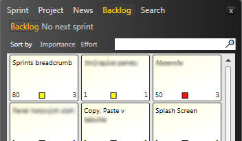 ScrumDesk for Windows Product Backlog Side view