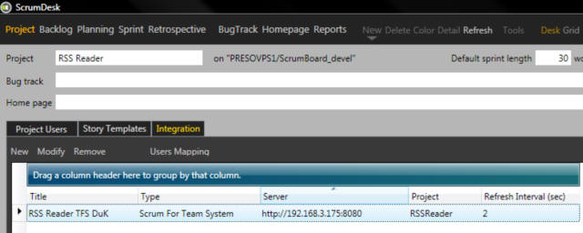 scrumdesk team foundation server tfs synchronziation configuration