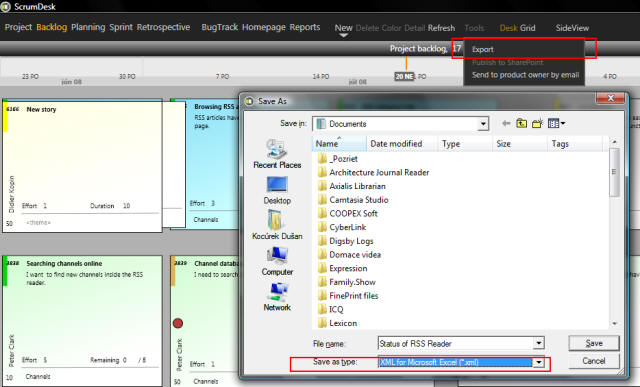 scrumdesk windows export Microsoft Excel