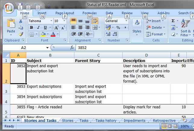 scrumdesk windows export backlog Microsoft Excel