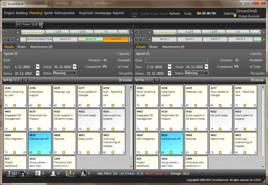 scrumdesk windows release sprint planning product owner